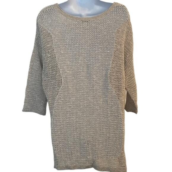 J. JILL Womens Tan Knit Organic Design Boxy 3/4 Sleeve Sweater, Size Large - Picture 5 of 5